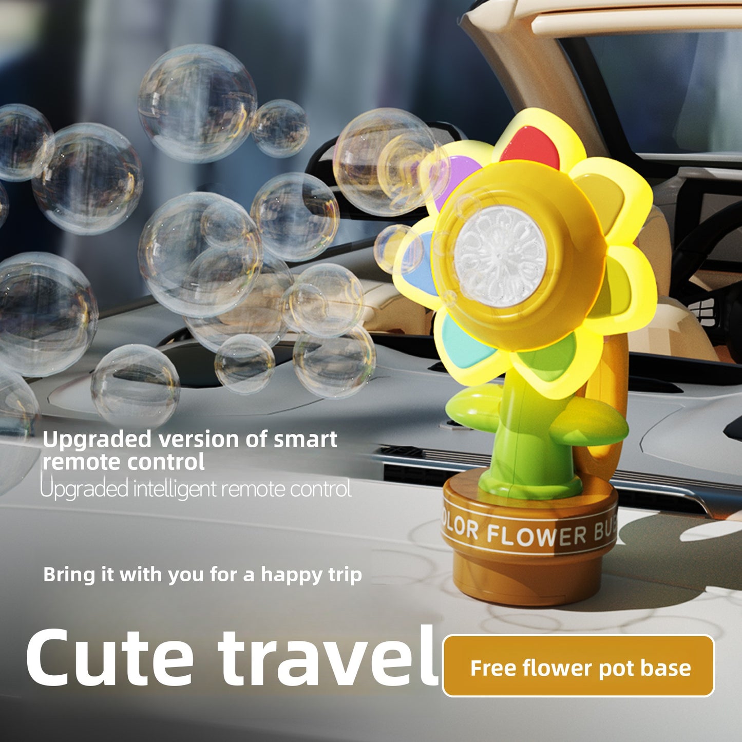 Remote Sunflower Bubble Machine – Automatic Fun for Cars & Parties