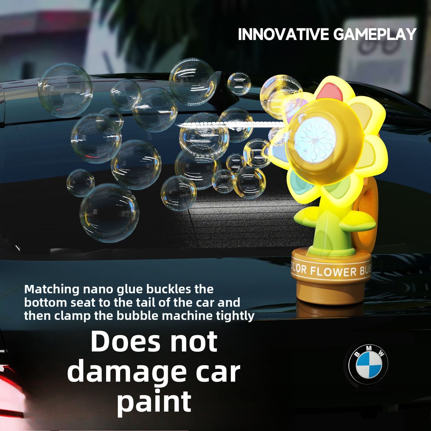 Remote Sunflower Bubble Machine – Automatic Fun for Cars & Parties
